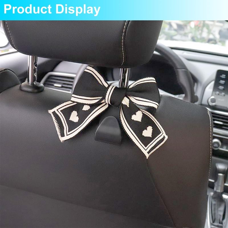 Mandark 2PCS Car Seat Headrest Hooks, Cute Bow Vehicle Hooks for Purses and Bags, Auto Purse Hook Hanger Interior Decoration Accessories, Universal for SUV, Sedan, Truck (Black Line) - Image 5